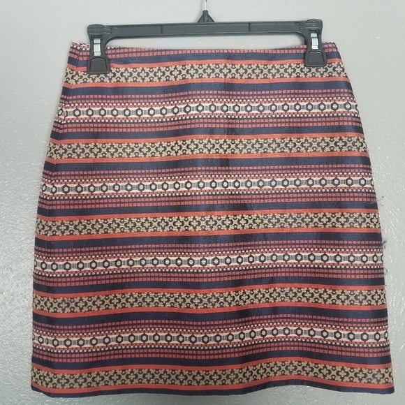 Loft Boheme Navy Coral A-Line Shift Skirt - Picture 1 of 6